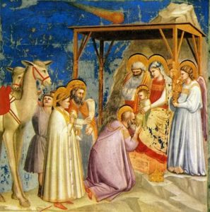 A l'Adoració dels Reis Mags (Giotto di Bondone), es veu l'estrella de Nadal.
